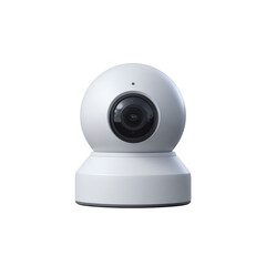 Modern White Smart Home Security Camera on White Background