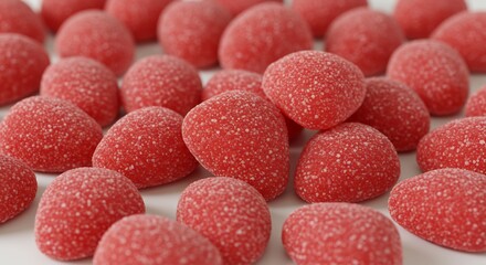 キラキラ輝くイチゴキャンディー 甘酸っぱい色鮮やか. AI Generated