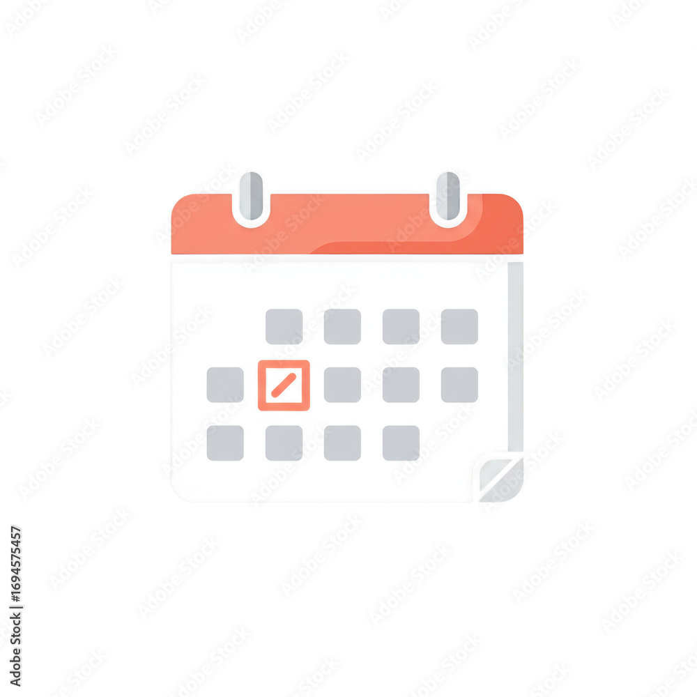 Poster calendar icon with cancelled appointment isolated on transparent background
