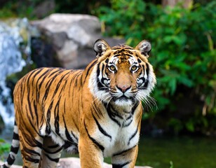 Tiger in a lush green jungle