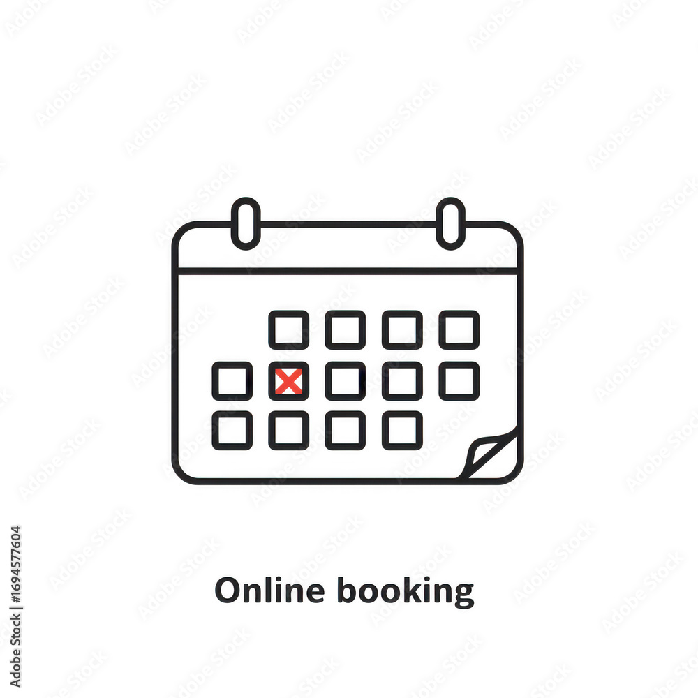 Poster calendar icon with red x mark indicating unavailable date isolated on transparent background