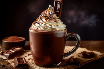 A low-light hot cocoa photo promoting mindfulness and food appreciation for children
