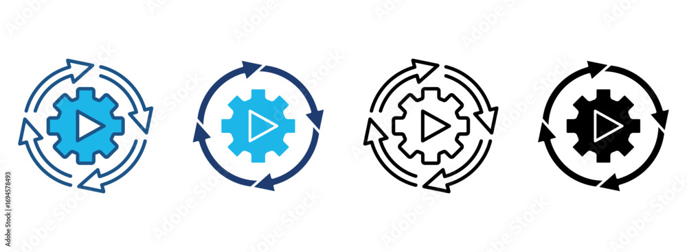 Aufkleber automation icon set with multiple styles. vector illustration