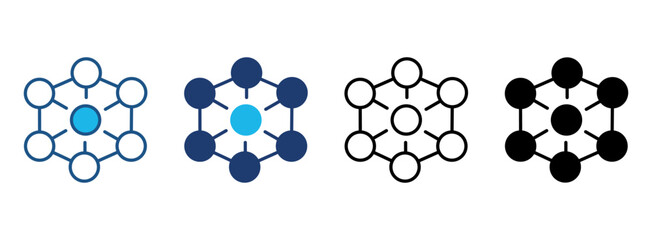 Neural Network Icon Set With Multiple Styles. Vector Illustration