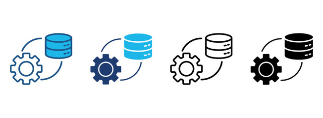 Data Processing Icon Set With Multiple Styles. Vector Illustration