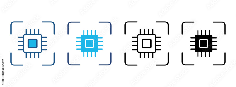 Poster processor icon set with multiple styles. vector illustration