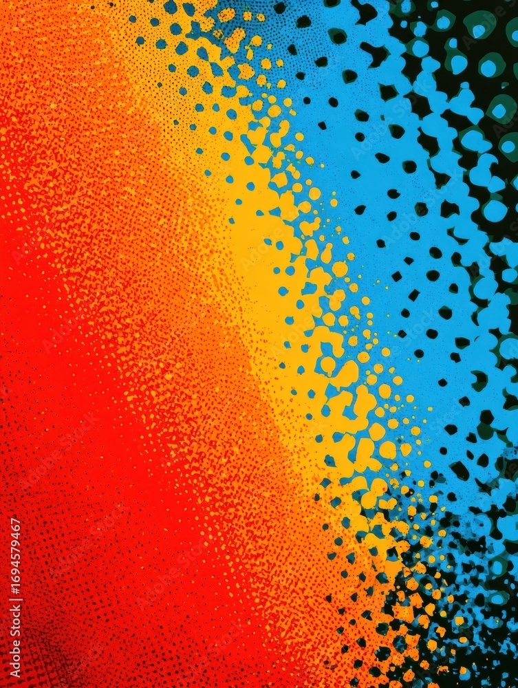 Poster colorful abstract pattern merging vibrant hues of red, yellow, and blue creating a dynamic visual ef