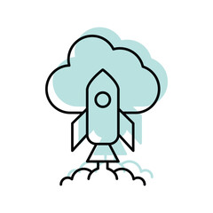 Cloud Launch  color shadow thinline icon , vector, pixel perfect, illustrator file 
