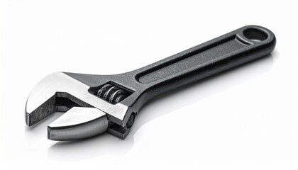 Obraz premium Heavy duty adjustable wrench with solid grip essential construction hand tool isolated on white background 