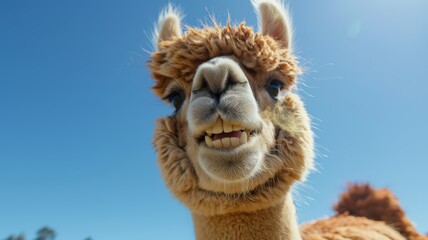 Fototapeta premium Alpaca with Grin, Humorous and Cute Animal Image