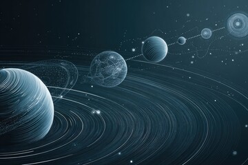 A celestial display of planets in orbit.