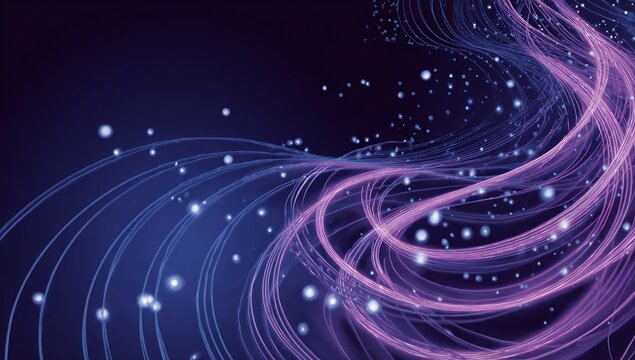 Abstract swirling lines and lights in dark purple and blue
