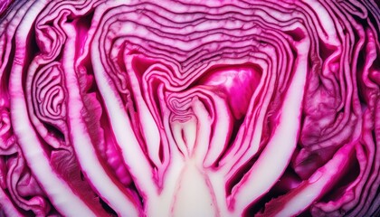 Obraz premium vibrant purple cabbage close-up with intricate layered texture showcasing natural symmetry perfect for editorial or food related design projects