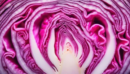 vibrant purple cabbage close-up with intricate layered texture showcasing natural symmetry perfect for editorial or food related design projects