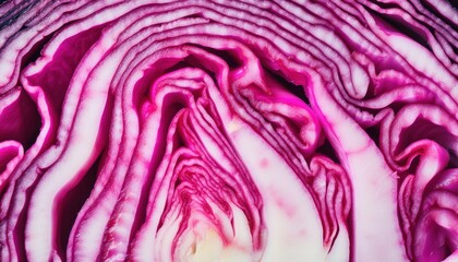 Obraz premium vibrant purple cabbage close-up with intricate layered texture showcasing natural symmetry perfect for editorial or food related design projects