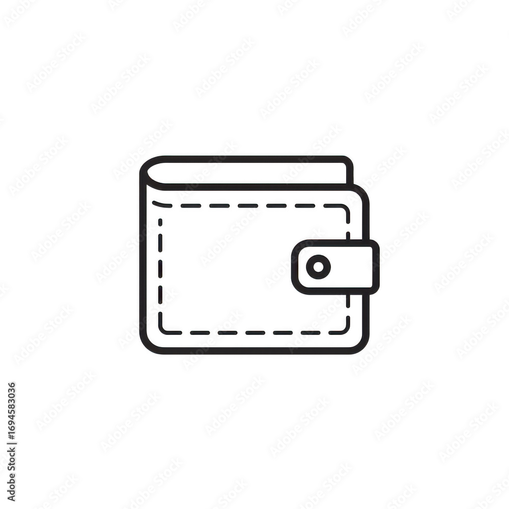 Poster simple line art wallet icon isolated on transparent background