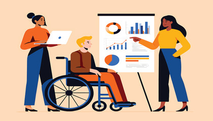 Inclusive Team Discussing Data Analysis and Strategy