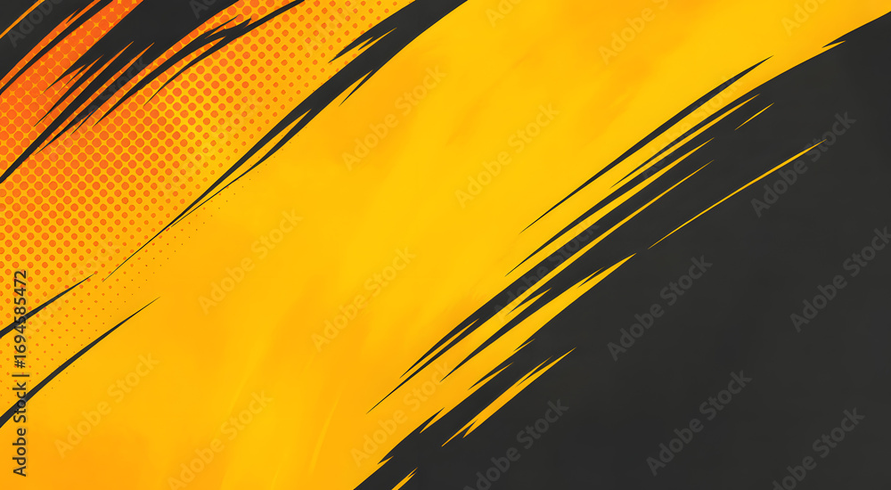 Poster abstract orange and black design: a dynamic abstract graphic with vibrant orange and black colors, d