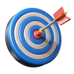 3D Target with Arrow Bullseye  icon Isolated on White Background, Goal and Success Concept in plastic cartoon style