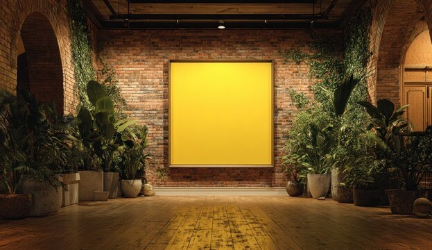 Empty yellow art gallery