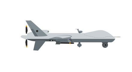 Modern military drone side view in minimalist style