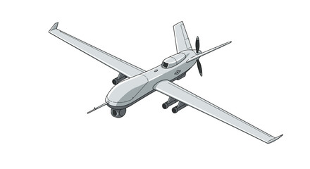 Obraz premium Realistic military drone in flight on white background