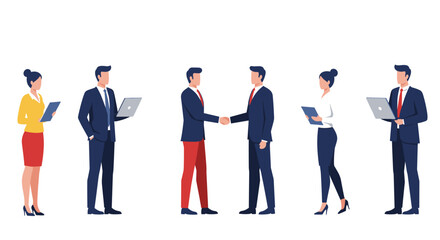 Naklejka premium Professional business people engaged in meetings and collaborations