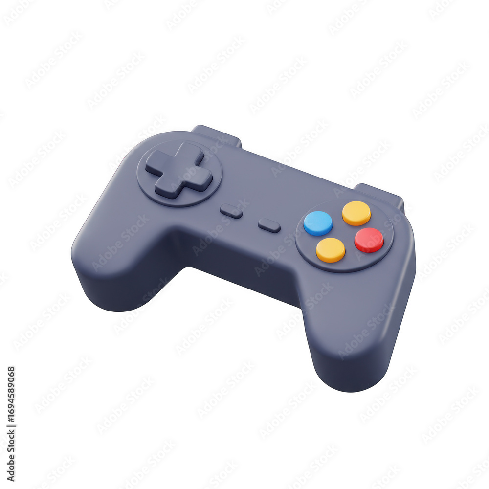 Poster retro gaming controller 3d render isolated on transparent background