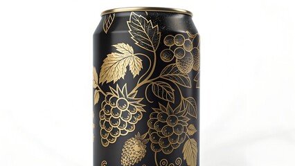 black craft beer can with gold blackberry
