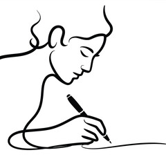 Artist s sketch of a person writing with a pen