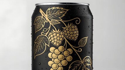 black craft beer can with gold blackberry