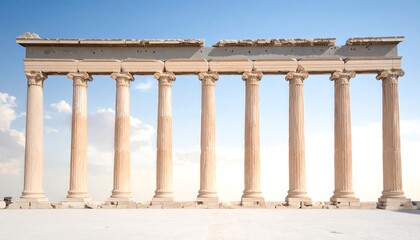 Fototapeta premium Ancient columns against a pale sky
