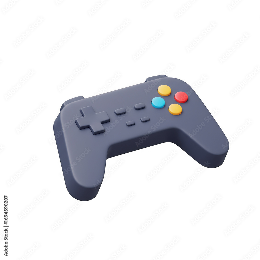 Poster 3d render of a dark gray game controller isolated on transparent background