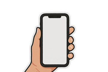 Hand Holding Smartphone &ndash; Front View Sticker, Blank Screen