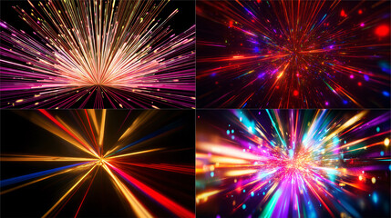 Four Festive light bursts with bokeh sparks for celebratory visuals, radiant Background Abstract Image Image 4K UHD