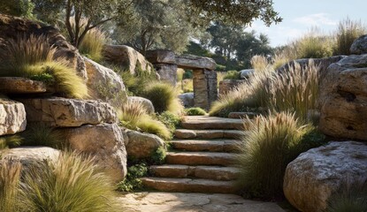 Obraz premium A sunlit stone pathway