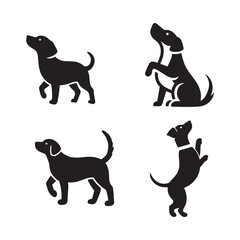  Silhouette dog icon set against a white background.