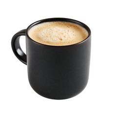 Fototapeta premium Black coffee in a matte mug isolated on transparent background, ready to drink