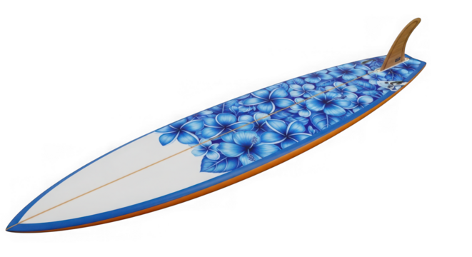 A surfboard with a floral pattern, isolated on white background - Powered by Adobe