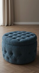 Teal Velvet Ottoman: Soft Curves, Deep Hues