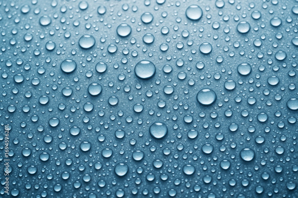 Aufkleber water droplets on smooth surface with light reflection, creating a creative moisture background with