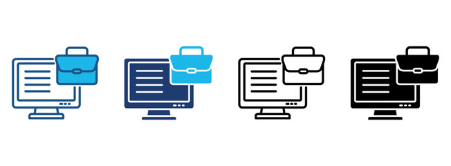 Online Job Icon Set With Multiple Styles. Vector Illustration