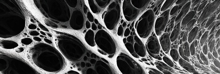 Intricate Black and White Structure Showcasing Organic Forms and Textures Reminiscent of Natural Elements and Biological Designs