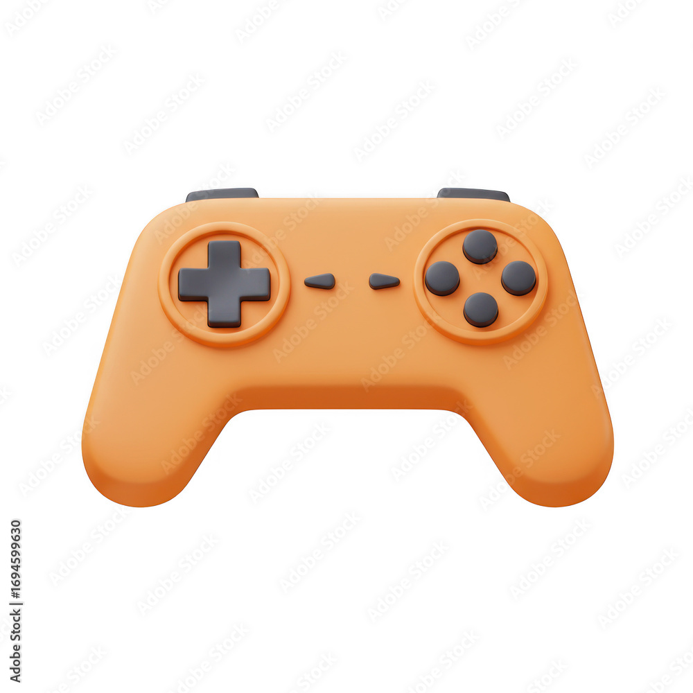 Poster orange game controller 3d render isolated on transparent background