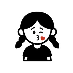 character emotion girl with pigtails kiss vector on white background
Vector icon character with emotion