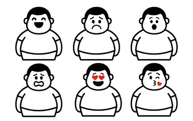 set character fat man with emotion vector
Vector set character with emotions joy, sadness, satisfaction, anger, love, kiss