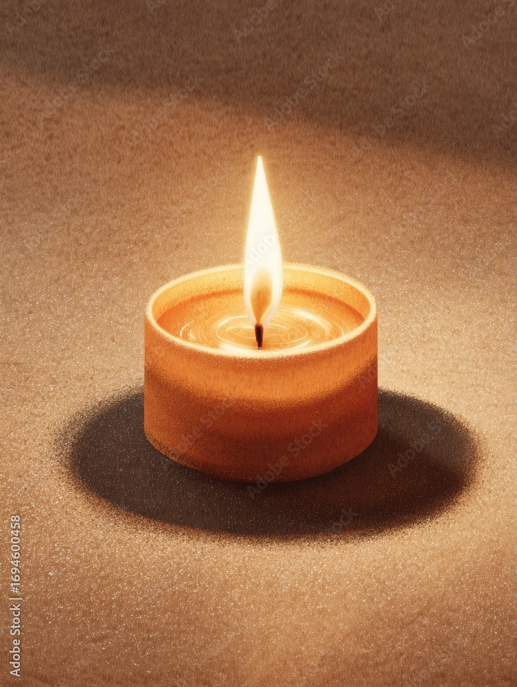 Poster warm candlelight flickers gently in a serene setting, casting soft shadows on a textured surface