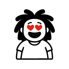 character emotion man with dreadlocks love vector on white background
Vector icon character with emotion