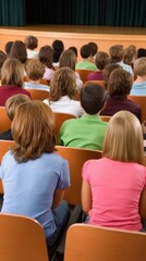 Obraz premium Diverse Teenagers Seated in Auditorium Facing Stage