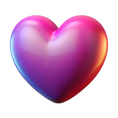 3D Rendered Pink Purple Gradient Heart Shape with Reflections  love symbol PNG isolated on transparent background